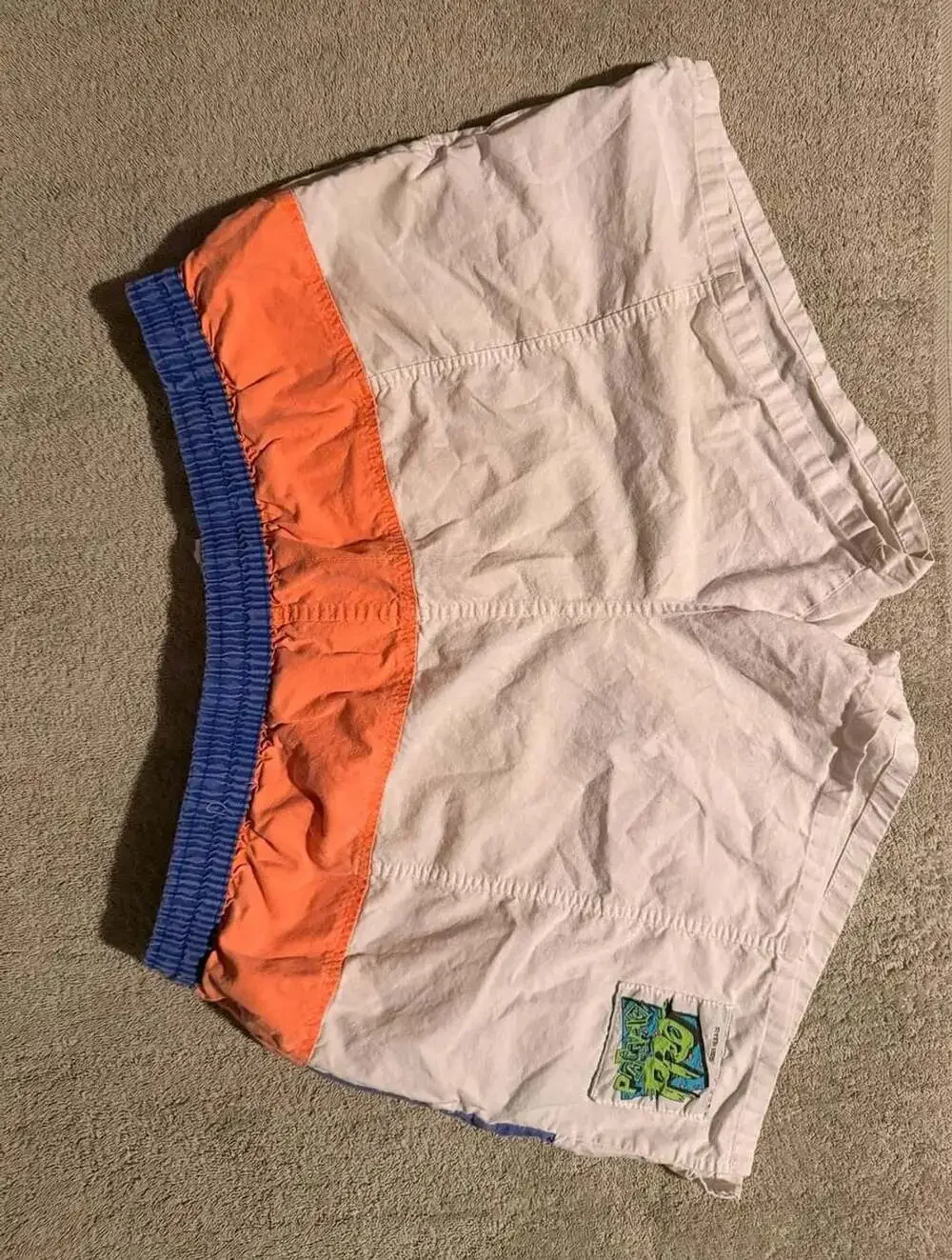 Pacific Sunwear Swim Shorts Size L (36-38) White Orange Blue 1990s Vintage